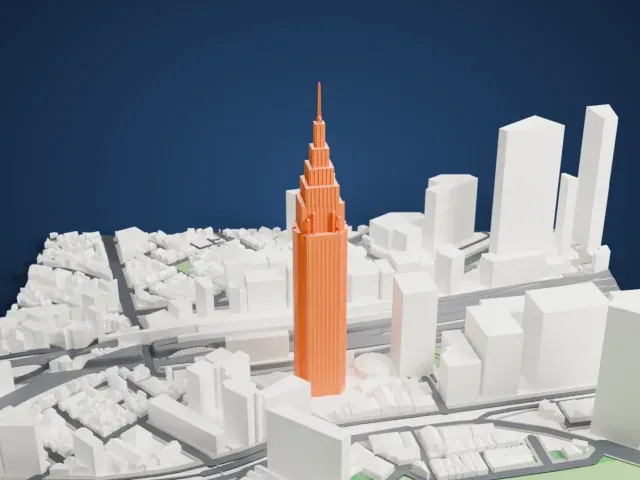 NTT Docomo Yoyogi Building model, East view