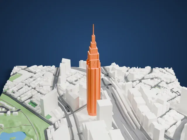 NTT Docomo Yoyogi Building model, North view