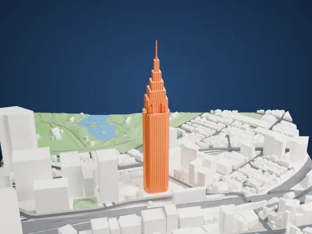 NTT Docomo Yoyogi Building model, West view