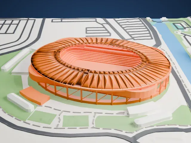 Nu Stadium model, East view