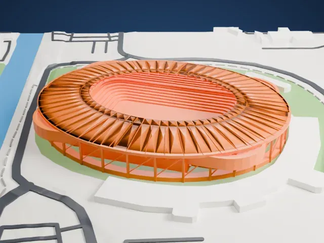 Nu Stadium model, West view