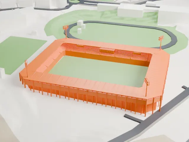 Nuevo Estadio Los Pajaritos model, East view