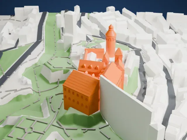 Nuremberg Castle model, West view