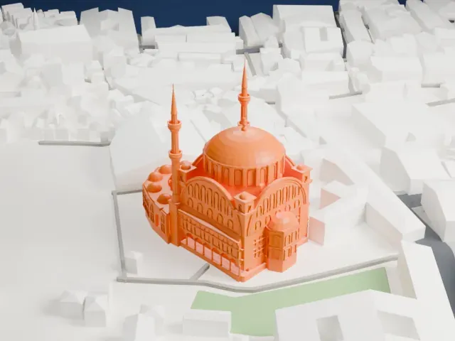 Nuruosmaniye Mosque model, South view