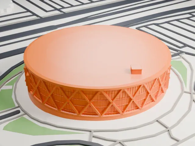 Oakland Arena model, East view
