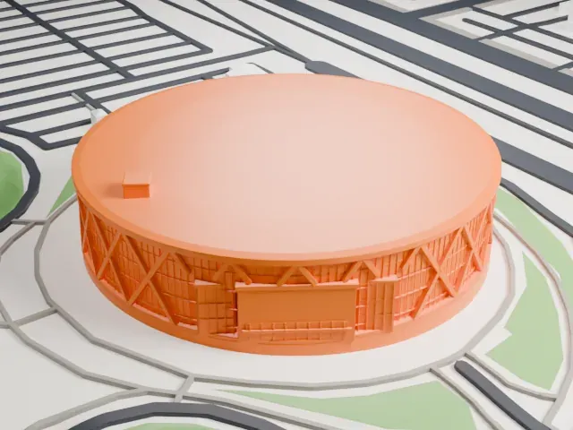 Oakland Arena model, North view