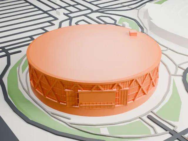 Oakland Arena model, South view