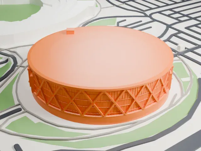 Oakland Arena model, West view