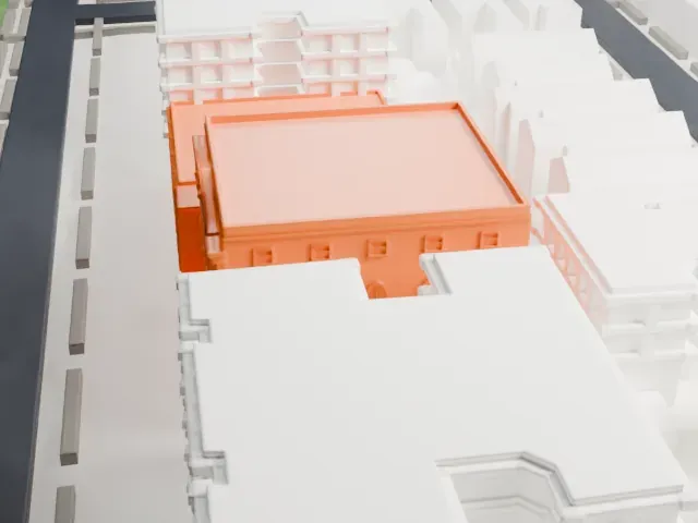 Ocean Parkway Jewish Center model, North view