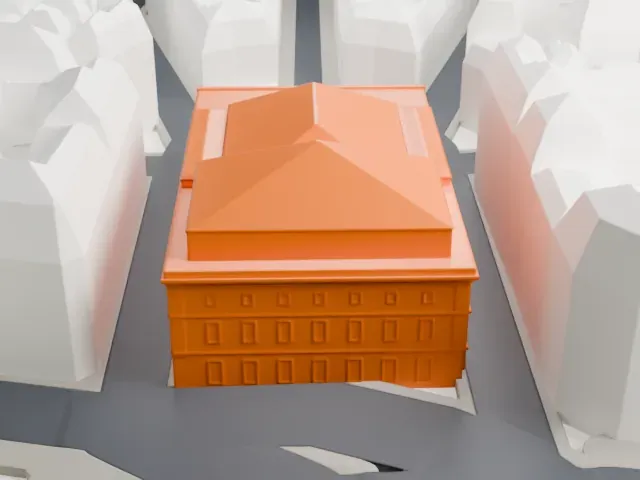 Odéon-Théâtre de l'Europe model, South view