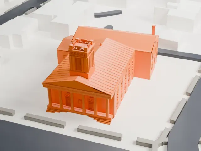 Old Bergen Church model, East view