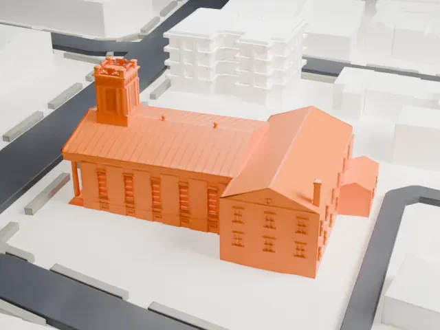 Old Bergen Church model, North view