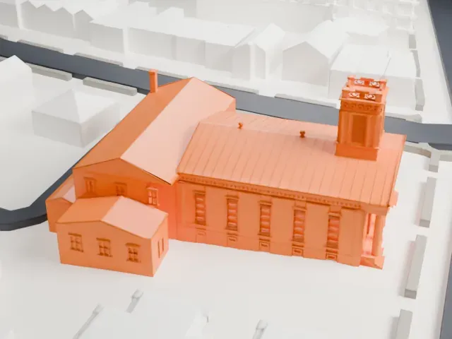 Old Bergen Church model, South view