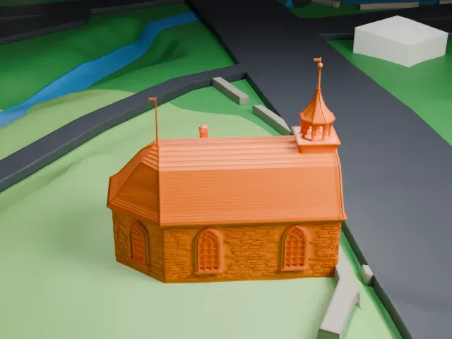 Old Dutch Church of Sleepy Hollow model, North view