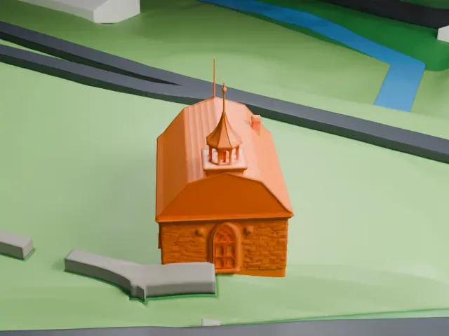 Old Dutch Church of Sleepy Hollow model, West view