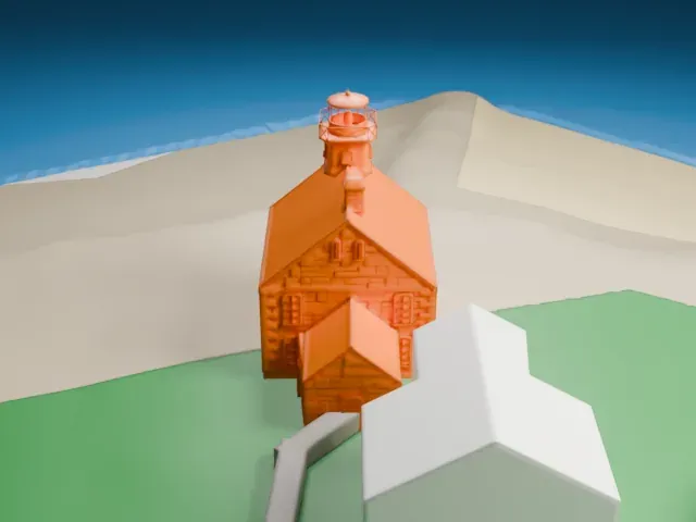 Old Field Point Light model, South view