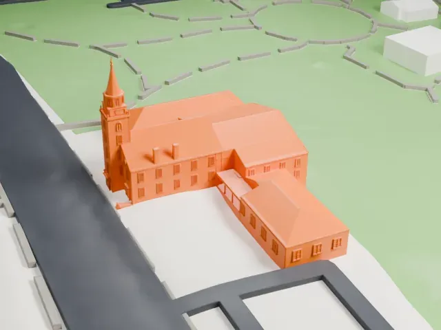 Old First Church, Huntington model, East view