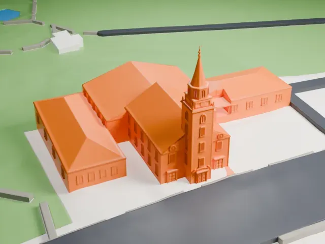 Old First Church, Huntington model, South view