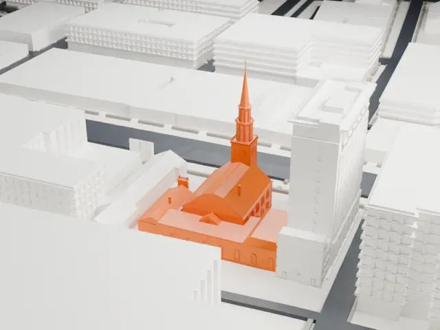 Old First Presbyterian Church, Newark model, East view