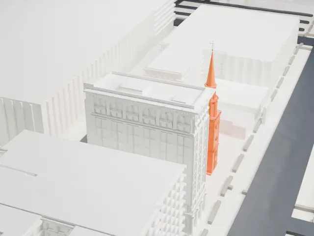 Old First Presbyterian Church, Newark model, North view