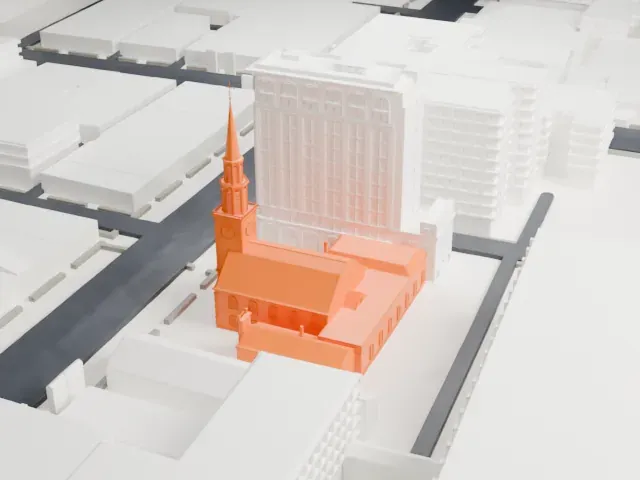Old First Presbyterian Church, Newark model, South view