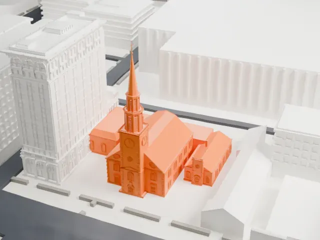 Old First Presbyterian Church, Newark model, West view