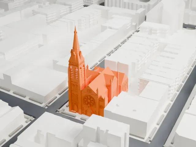Old First Reformed Church, Brooklyn model, East view