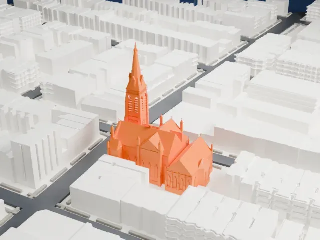 Old First Reformed Church, Brooklyn model, North view