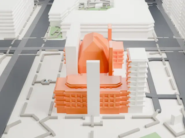 Old Maricopa County Courthouse model, West view