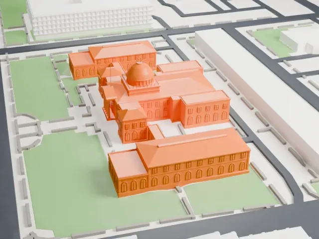 Old Nassau County Courthouse model, North view
