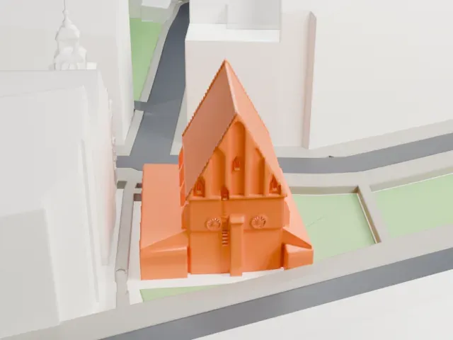 Old New Synagogue model, East view