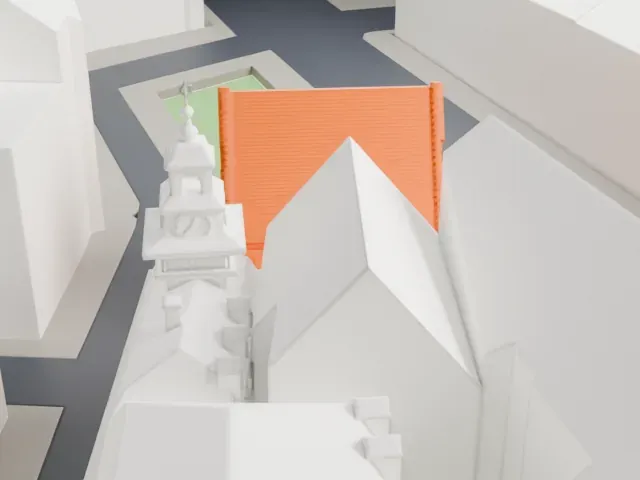 Old New Synagogue model, South view