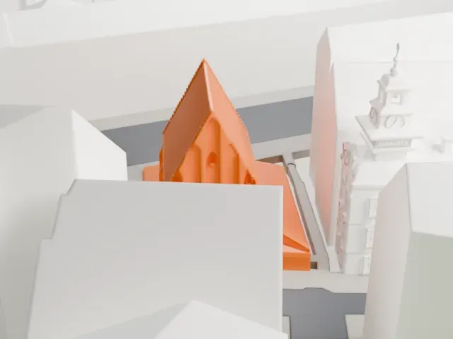 Old New Synagogue model, West view