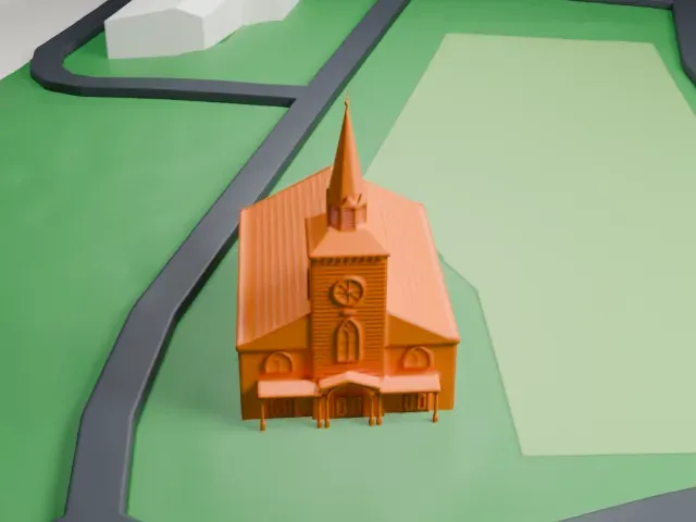 Old Paramus Reformed Church model, East view