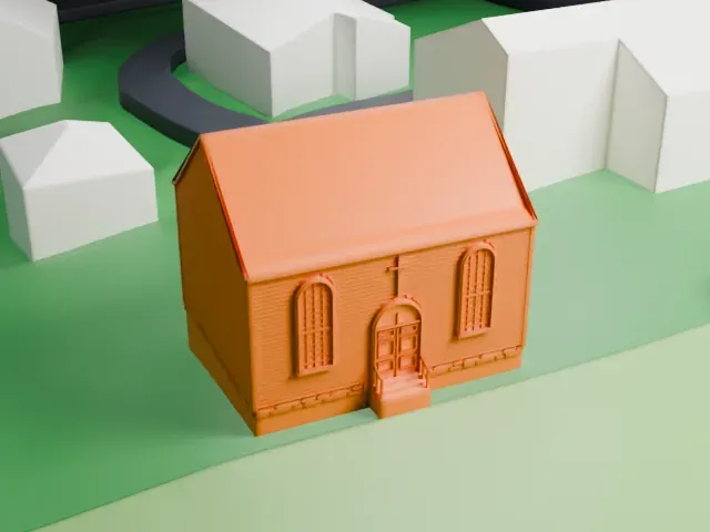 Old St. Peter's Church, Van Cortlandtville model, South view