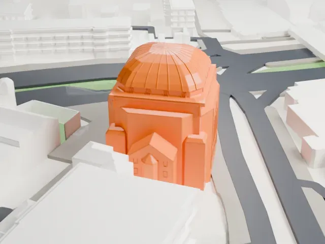Old Synagogue (Essen) model, East view