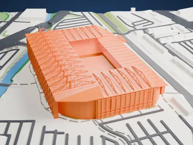 Old Trafford model, West view