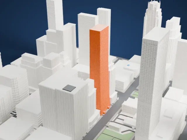 Olympia Centre model, East view