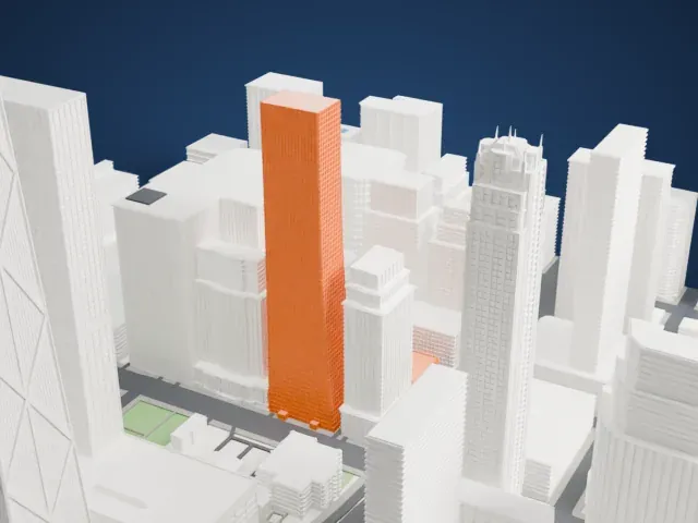 Olympia Centre model, North view