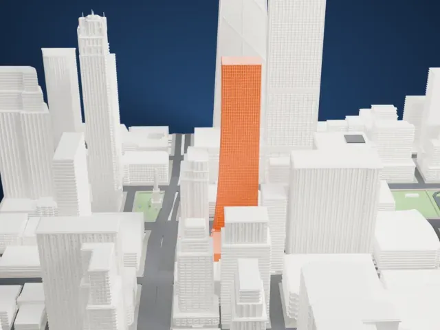 Olympia Centre model, South view