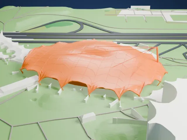 Olympiahalle model, South view