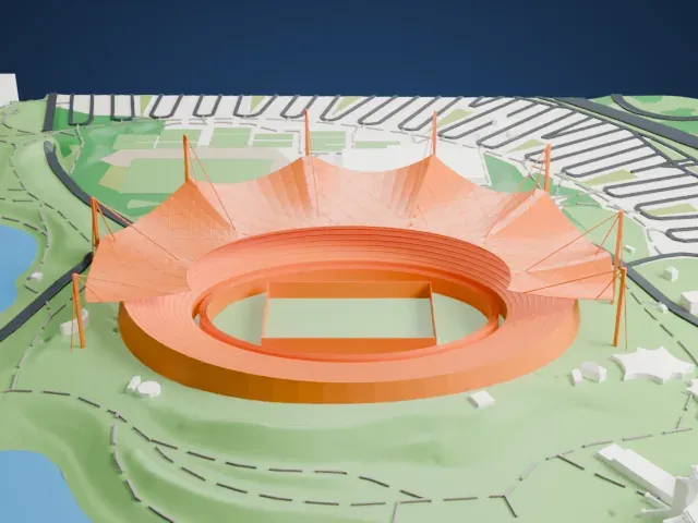 Olympiastadion Munich model, East view