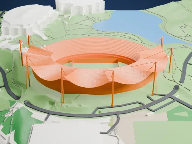 Olympiastadion Munich model, West view