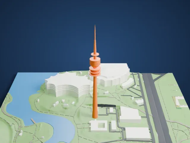 Olympiaturm model, East view