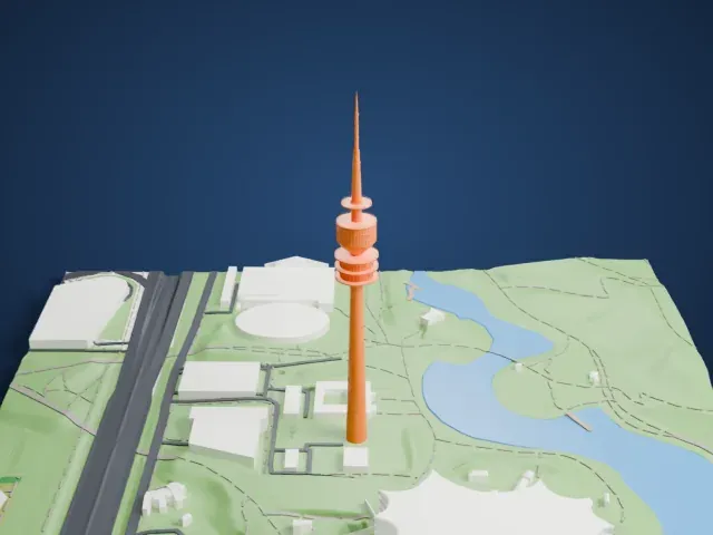 Olympiaturm model, West view