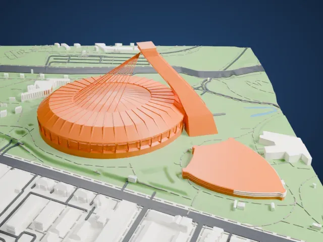 Olympic Stadium Montreal model, East view