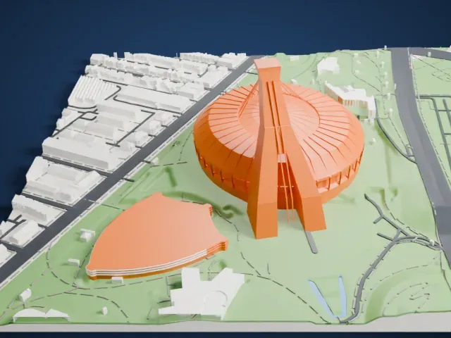 Olympic Stadium Montreal model, North view
