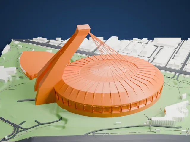 Olympic Stadium Montreal model, West view