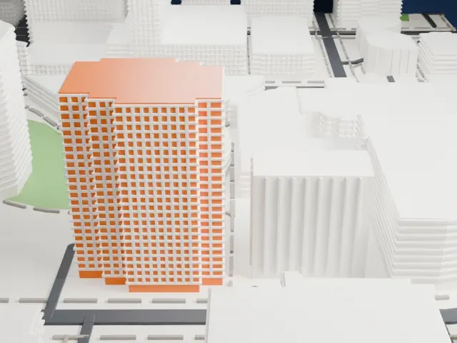 One Arizona Center model, East view