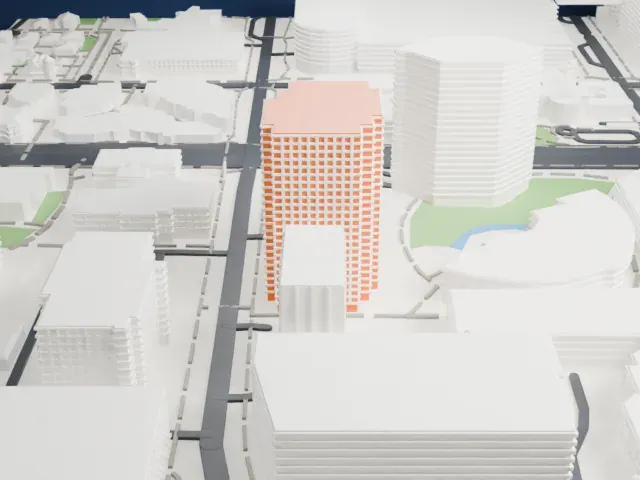 One Arizona Center model, North view